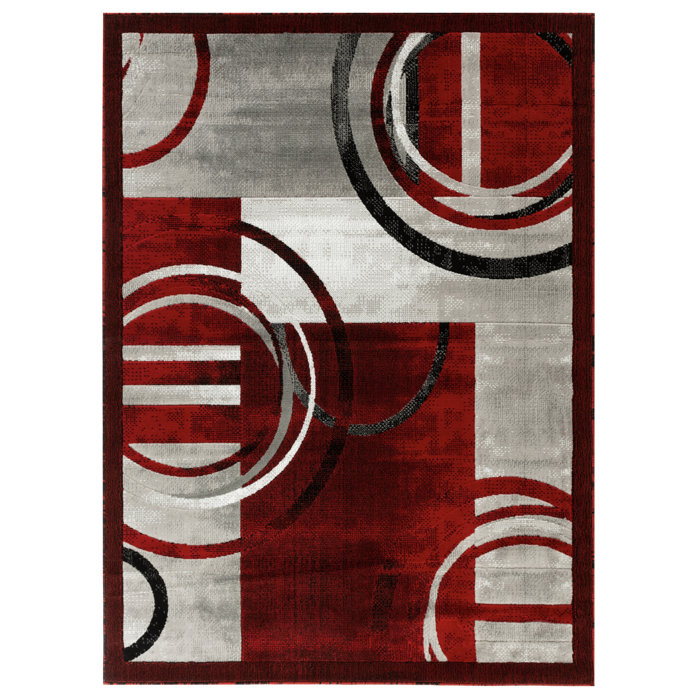 Orren Ellis Delana Abstract Red/Gray Area Rug & Reviews Wayfair